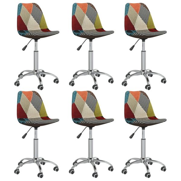 vidaXL Chaises pivotantes &agrave; manger lot de 6 Patchwork Tissu