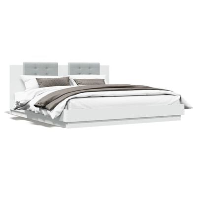 vidaXL Cadre de lit avec tête de lit et lumières LED blanc 180x200 cm