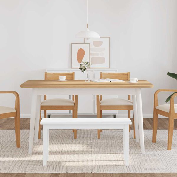 vidaXL Banc 90 cm blanc bois massif caoutchouc