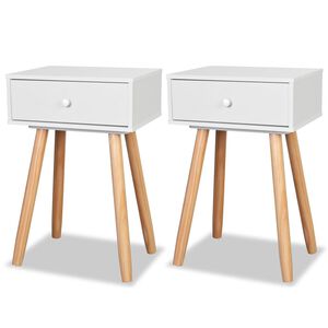 vidaXL Table de chevet 2 pcs Bois de pin massif 40 x 30 x 61 cm Blanc