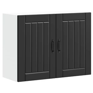 vidaXL Armoire murale de cuisine Lucca noir bois d'ing&eacute;nierie