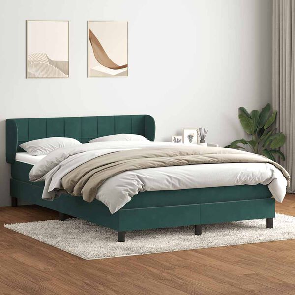 vidaXL Sommier &agrave; lattes de lit et matelas vert fonc&eacute; 140x220cm velours