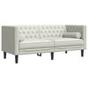 vidaXL Canap&eacute; Chesterfield avec traversins 2 places cr&egrave;me velours