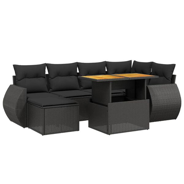 vidaXL Salon de jardin avec coussins 7 pcs gris r&eacute;sine tress&eacute;e