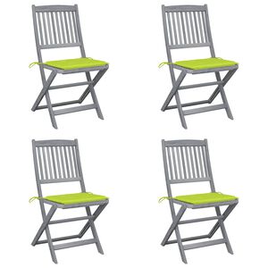 vidaXL Chaises pliables d'ext&eacute;rieur lot de 4 et coussins Bois d'acacia
