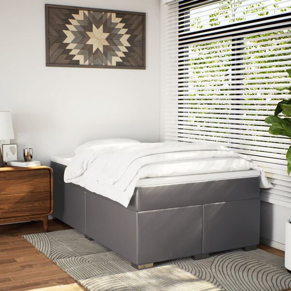 vidaXL Sommier &agrave; lattes de lit avec matelas Gris 120x200 cm Similicuir