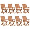 vidaXL Chaises pliantes, lot de 8, 57 x 66 x 95 cm, en bois d'acacia massif
