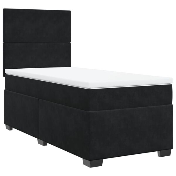 vidaXL Sommier &agrave; lattes de lit avec matelas Noir 100x200 cm Velours