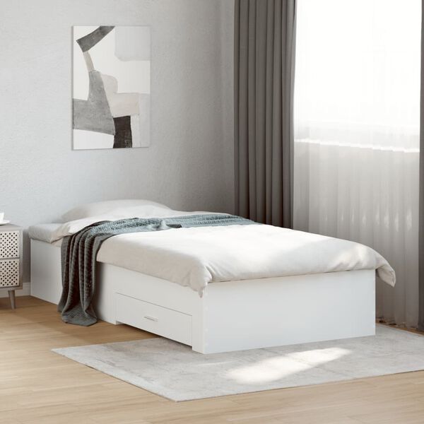 vidaXL Cadre de lit avec tiroirs sans matelas blanc 90x190 cm