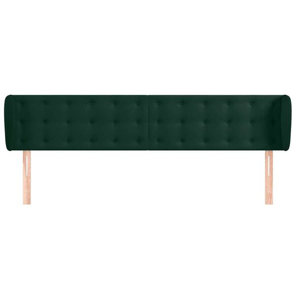 vidaXL T&ecirc;te de lit avec oreilles Vert fonc&eacute; 203x23x78/88 cm Velours