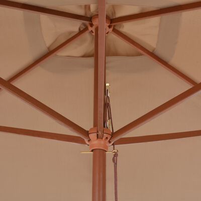 vidaXL Parasol d'extérieur avec mât en bois 200 x 300 cm Taupe