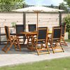 vidaXL Ensemble &agrave; Manger de jardin 7pcs bois d'acacia solide textil&egrave;ne