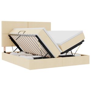 vidaXL Lit de Rangement avec t&ecirc;te de lit Cr&egrave;me 180 x 200 cm Tissu