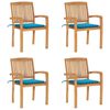 vidaXL Chaises de jardin empilables avec coussins lot de 4 Teck solide