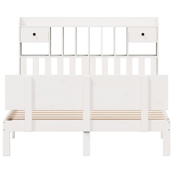 vidaXL Lit bibliothèque sans matelas blanc 140x200 cm bois pin massif