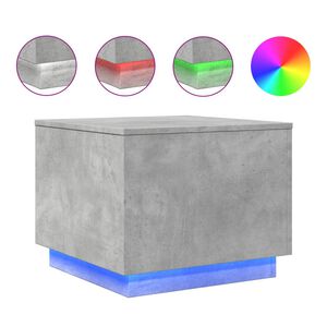 vidaXL Table basse avec lumi&egrave;res LED gris b&eacute;ton 50x50x40 cm