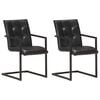 vidaXL Chaises &agrave; manger cantilever lot de 2 noir cuir v&eacute;ritable