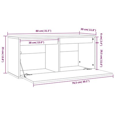 vidaXL Armoire murale Blanc 80x30x35 cm Bois de pin massif