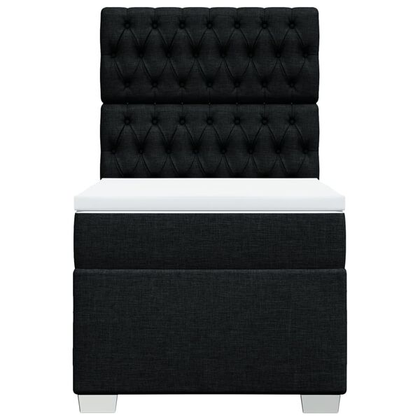 vidaXL Sommier &agrave; lattes de lit avec matelas Noir 100x200 cm Tissu