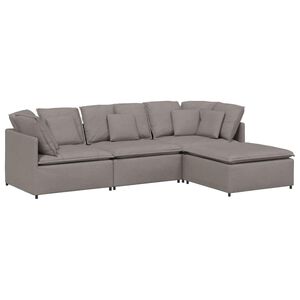 vidaXL Canap&eacute; modulaire et repose-pieds et coussins tissu gris fonc&eacute;