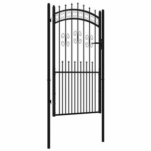 vidaXL Portail de cl&ocirc;ture KAMPEN avec t&ecirc;te pointue, acier noir 103 x 175 cm