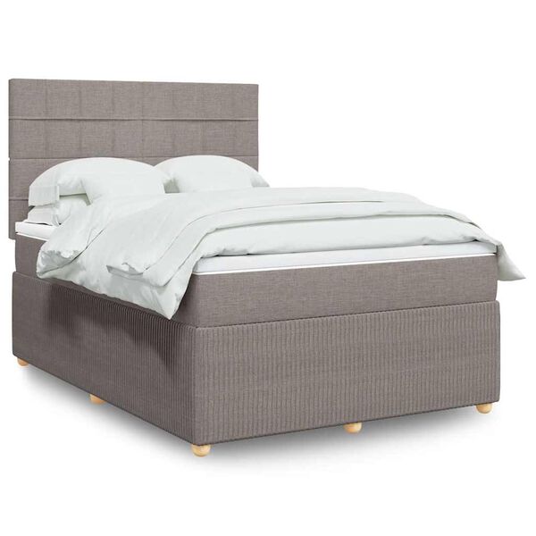 vidaXL Sommier &agrave; lattes de lit avec matelas Taupe 140x190 cm Tissu