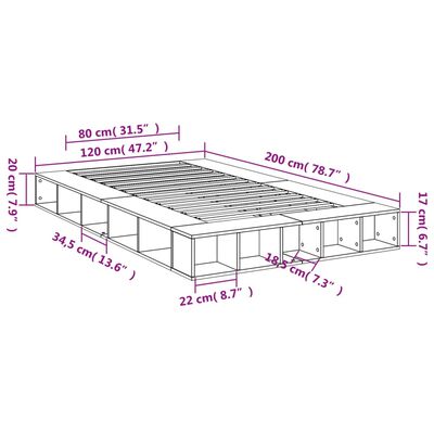 vidaXL Cadre de lit sans matelas chêne fumé 120x200 cm