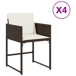 vidaXL Chaises de jardin avec coussins lot de 4 marron r&eacute;sine tress&eacute;e