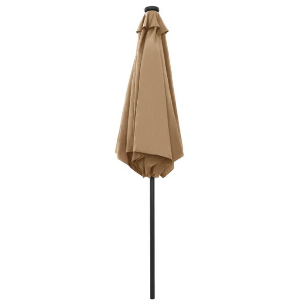 vidaXL Parasol de jardin avec lumi&egrave;res LED et m&acirc;t en aluminium taupe