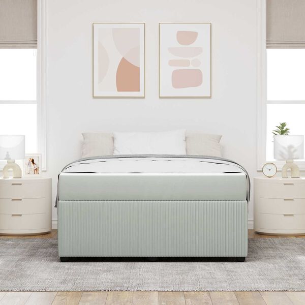 vidaXL Cadre de lit avec matelas Gris clair 160 x 200 cm tissu