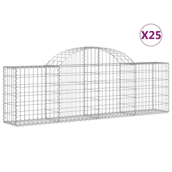 vidaXL Paniers &agrave; gabions arqu&eacute;s 25 pcs 200x30x60/80 cm Fer galvanis&eacute;