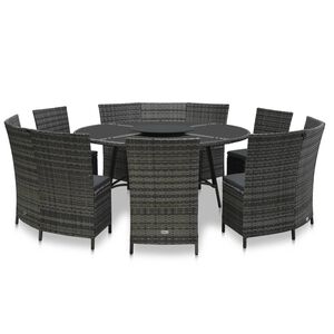 vidaXL Ensemble &agrave; manger d'ext&eacute;rieur 7 pcs avec coussins rotin Gris