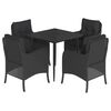 vidaXL Ensemble &agrave; manger de jardin coussins 5pcs Noir R&eacute;sine tress&eacute;e