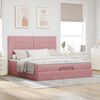 vidaXL Cadre de lit ottoman avec matelas rose 160x200 cm velours