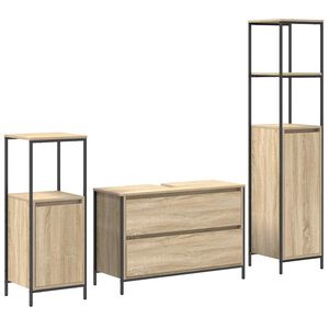 vidaXL Ensemble de mobilier de salle de bain 3 pc Ch&ecirc;ne Sonoma