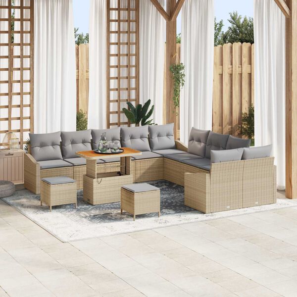 vidaXL Ensemble de canap&eacute; de jardin 13 pcs Beige et Gris clair
