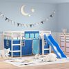 vidaXL Lit mezzanine enfants avec rideaux sans matelas bleu 80x200cm