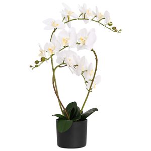 vidaXL Plante orchid&eacute;e artificielle avec pot Blanc 45 x 15 x 65 cm