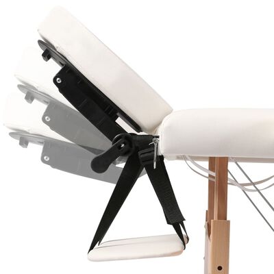 vidaXL Table pliable de massage Blanc crème 2 zones avec cadre en bois