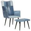 vidaXL Fauteuil avec repose-pieds Denim Bleu Toile patchwork
