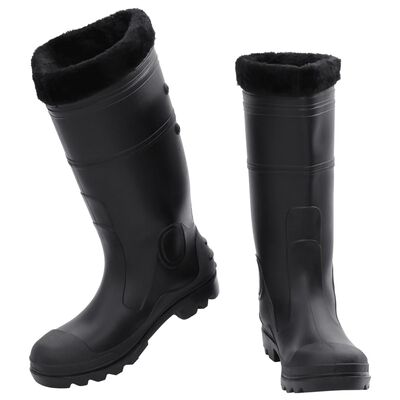 vidaXL Bottes de pluie avec chaussettes amovibles noir taille 41 PVC
