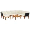 vidaXL 8 pcs Bois d'acacia massif et corde Naturel
