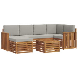 vidaXL Ensemble de canap&eacute;s d'ext&eacute;rieur 7 pc Gris Naturel et Clair