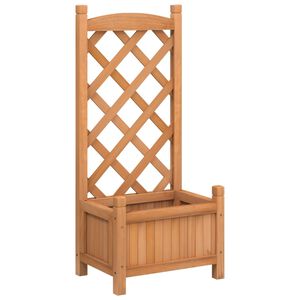 vidaXL Jardini&egrave;re avec treillis marron bois massif de sapin