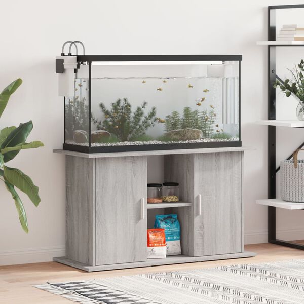 vidaXL Support pour aquarium sonoma gris 101x41x58cm bois d'ing&eacute;nierie