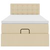 vidaXL Lit ottoman avec matelas et LED cr&egrave;me 90x200 cm tissu