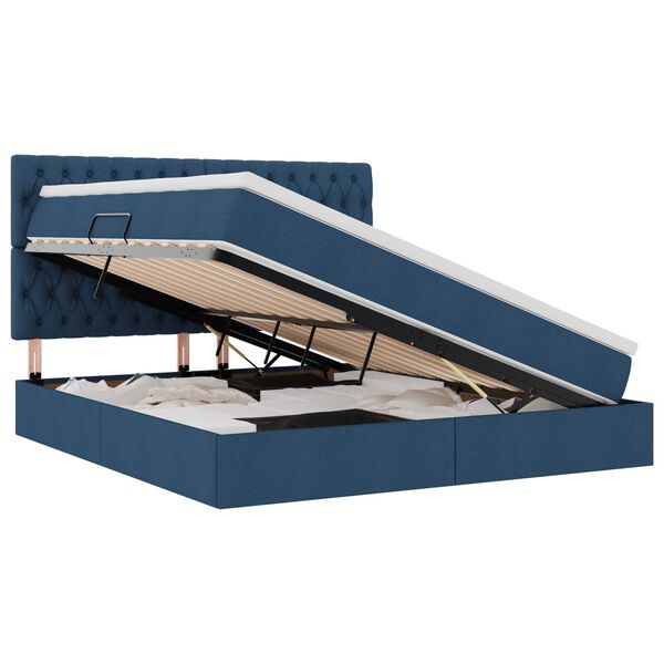 vidaXL Lit avec rangement et matelas Bleu 180 x 200 cm Polyester