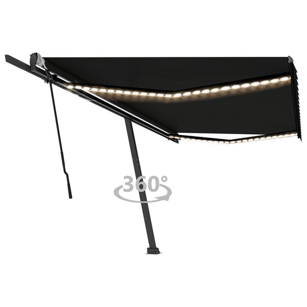 vidaXL Auvent manuel r&eacute;tractable avec LED 500x350 cm Anthracite