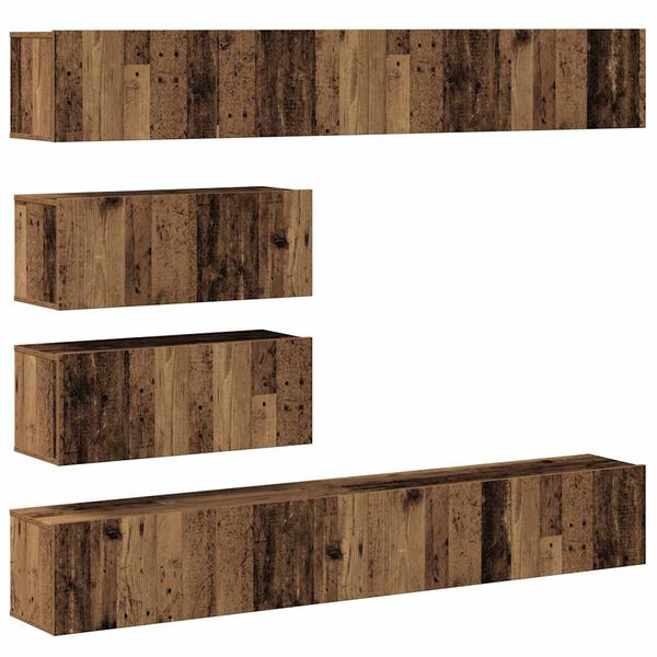 vidaXL Ensemble de meuble TV mural 6 pcs vieux bois bois d'ing&eacute;nierie