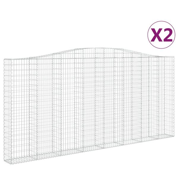 vidaXL Paniers &agrave; gabions arqu&eacute;s 2 pcs 400x30x180/200 cm Fer galvanis&eacute;